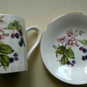 1985 Royal Kendal Black & Red Berries Cup & Saucer